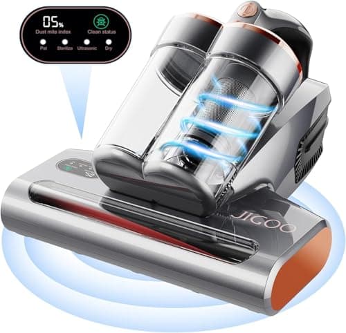 JIGOO S300 Pro Aspirateur Anti-Acariens avec Capteur d'Acariens et Affichage LED Intelligent, 500W Aspirateur Matelas avec Lampe UV, pour Allergiques, Élimine des Allergènes de Matelas et Canapés