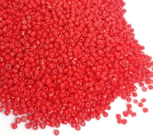 Lot de 3300 perles de rocaille en verre opaque, mates, 8/0, perles poney, 3 mm, perles poney, perles de rocaille opaque, perles de rocaille (rouge clair)