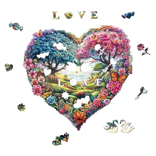 Blumuze Puzzle Bois Adulte, Le Jardin De l'amour Puzzle en Bois Animaux, Puzzles en Bois Animal Unique pour Adulte, Love Garden World Wooden Puzzles 300pcs-L-34 * 32.7cm
