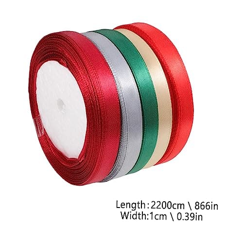 DIYEAH 5 Rouleaux Ruban D' Ruban De Satin Vert Ruban De De Ruban Fleur De Noël Ruban Rouge Banderoles Rouges Ruban Coloré Polyester