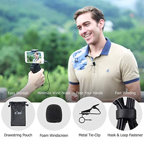 KIWIFOTOS - Microphone Lavalier Omnidirectionnel, 3.5mm TRS TRRS Microphone Lavalier Lapel pour Caméscopes pour Caméscopes PC Smartphones Caméscopes Zoom Handy Recorders (2m / 6.6 ')