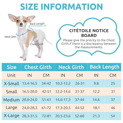 CITÉTOILE Manteau de Chien Coupe - Vent, Manteau Chien Fourré Polaire Epaiss, Manteau Veste d’Hiver Chien Chaud, Vêtement pour Chiens avec Trou de Corde de Traction, Bleu Clair, XS