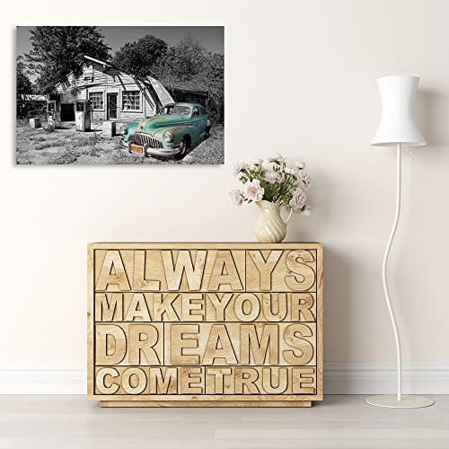Feeby. Tableau Déco - 1 partie - 70x100 cm, Impression sur Toile Décoration Murale Image Imprimée, VOITURE, CHRYSLER, MOTORISATION, NOIR ET BLANC