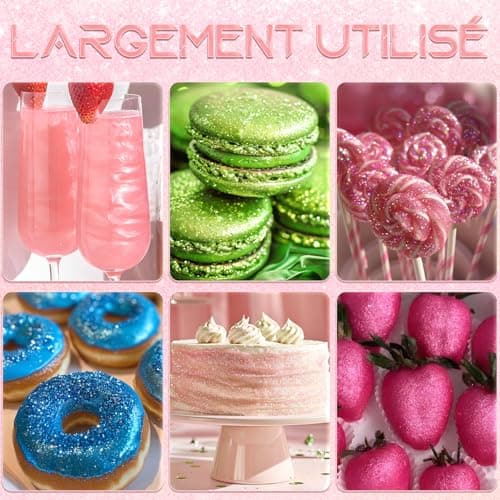 Paillettes Comestibles Rose Satin - 8g Colorant Alimentaire Poudre, Paillettes Alimentaires pour Boissons, Gâteaux, Chocolats, Muffins, Vodka, Cocktail, Crème