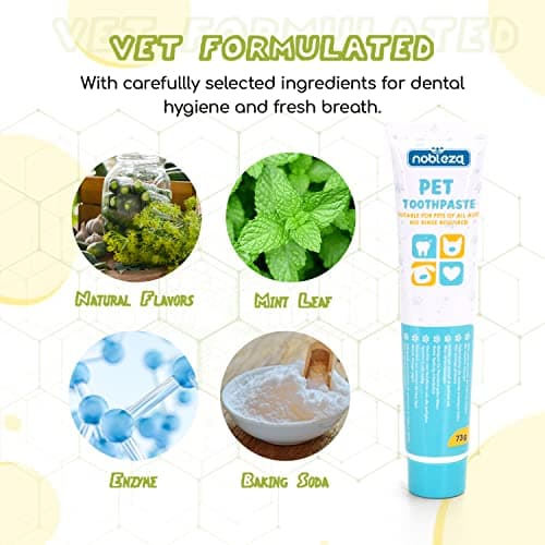 Nobleza - Set Brosse à Dents Et Dentifrice pour Chien, Kit Dentifrice Chien Anti Tartre, Les Chiens Améliore l'hygiène buccale Contient 1 Tubes x 73 g, 1 Brosse à Dents à Double Extrémité, 2 Doigtier