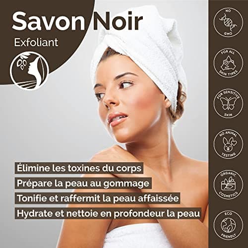Fatima's Garden Savon Noir à l'Eucalyptus - Nettoyant Purifiant, 450g