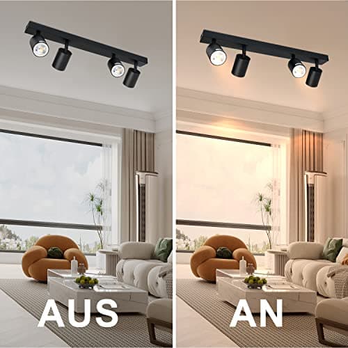 ZMH Plafonnier LED noir spot de plafond : plafonnier GU10 spots 4 flammes spot de plafond rotatif à 350° lampe de couloir moderne spot mural industriel