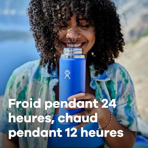 HYDRO FLASK - Wide Mouth - Gourde Isotherme 946 ml (32 oz) - Bouteille Inox à Isolation Sous Vide - Bouchon Antifuite et Revêtement par Poudre - Sans BPA - Ouverture Large - Cascade