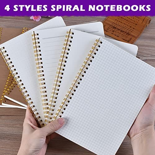 PALUDO Lot de 5 A5 Cahiers à Spirales Vierge Classique, Bloc-Notes de Couverture Kraft 100 Pages / 50 Feuiles, Carnet de Notes A5 Notebook Cahier de Note Carnet Dessin pour Voyage École Bureau