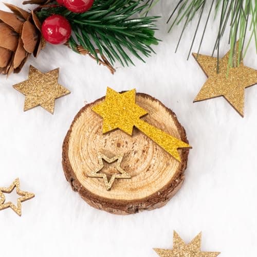 101pcs Confettis de Etoile Noël en Bois Décorations de Noël Confetti Paillette Etoile Hollow Out Ornement de Noel Centre de Table