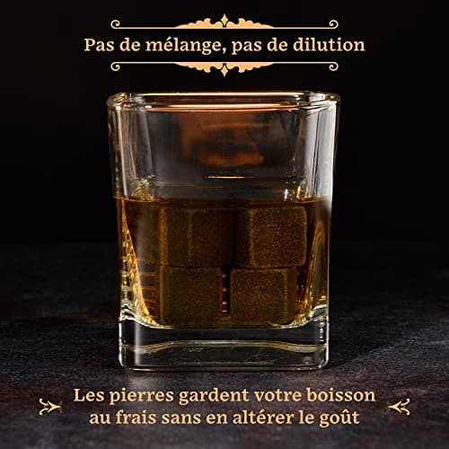 GOURMEO Stéatite Naturelle-Glaçons Réutilisables, Whisky, Pierres Froides-Ensemble de 9 pièces, Terre, 2, 2