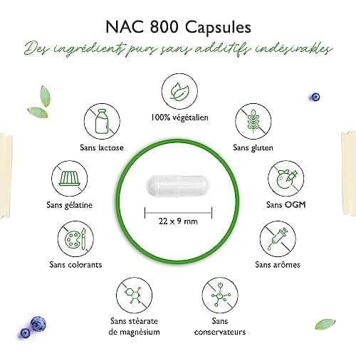 NAC - N-Acétyl L-Cystéine 180 capsules de 800 mg chacune - 6 mois d'approvisionnement - Végétalien - Haute dose - Qualité Premium