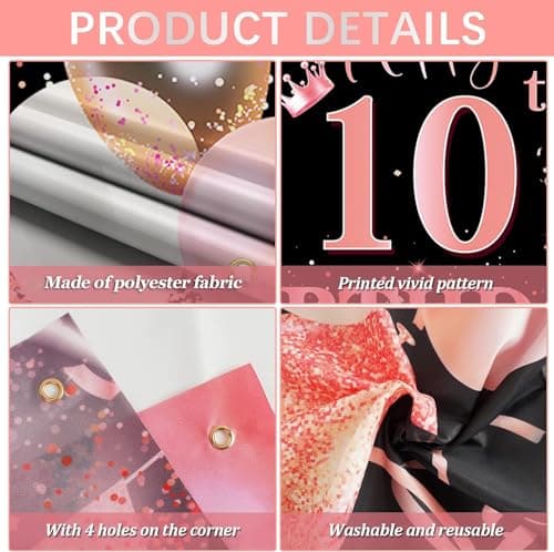 18 Décorations fête en Rose or Noir,Deco Anniversaire 18 ans Bannières de Joyeux Anniversaire Fête Porche Signe Bannière pour 18 ans Décoration Homme Femme
