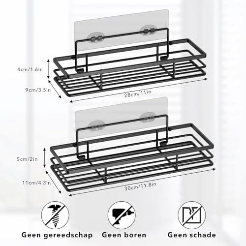 saffruff Étagère Salle de Bain sans Percer,Lot de 2,Support Adhésive