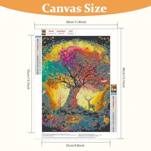 DAERLE Kit De Peinture Diamant Complet Arbre de vie, 5D DIY Diamond Painting Kit Paysage, Diamond Painting Kit Pour Adultes Enfants, Peinture Diamant Pour La Décoration Murale De La Maison 30x40cm