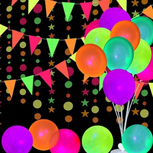 TOYANDONA 50Pcs Ballons de Fête Au Néon Ballons Fluorescents Ballons de Latex Colorés Ballons de Fête Lueur pour Blacklight Party Anniversaire Fournitures de Mariage 12 Pouces