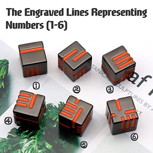 HNCCESG Dés JDR 6 Faces en Métal, Dés de Jeux pour Donjons et Dragons,Dés Jeu de Role 6 Pièces avec boîte en métal Dés Polyédriques(D6 Orange)