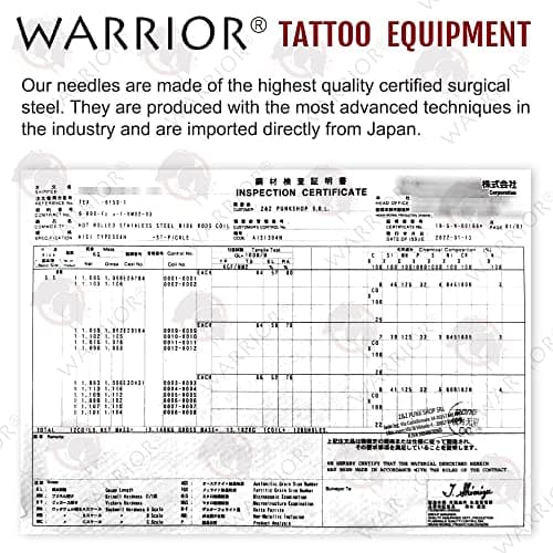 WARRIOR Cartouches aiguilles tatouage professionnelles rouges stérilisées avec gaz Eo Curve Magnum 20pcs Maquillage permanent jetable acier chirurgical (0.30 mm-1027 CMMT)