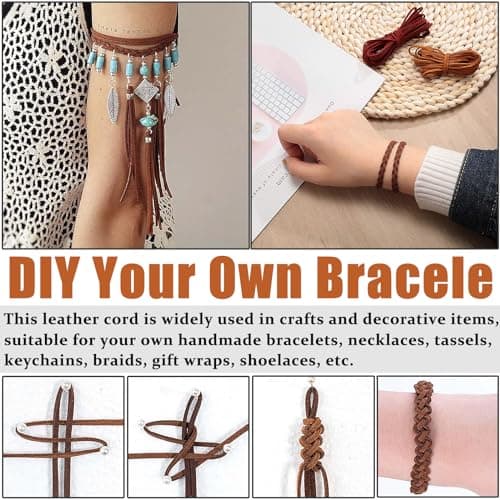 Begpoee 3 Pièces Cordon en Cuir, en Cuir Ficelle en Cuir, Cordon en Faux Daim, Cordons en Cuir Synthétique, 10 m x 3 mm, pour Les Bracelets, Colliers Et Emballages Cadeaux DIY(3 Couleurs)