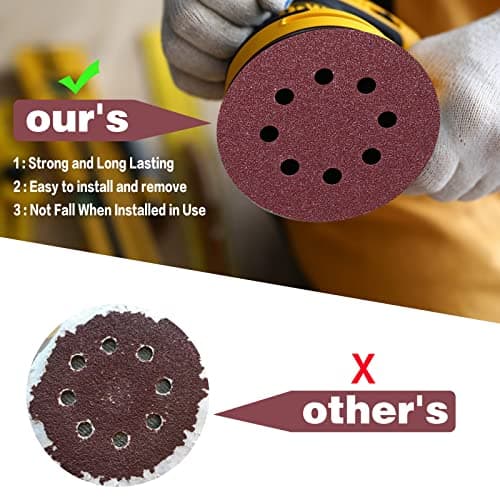 STEBRUAM 100PCS Disque de Ponçage 125mm Grain 100, Disques a Poncer Papier Abrasifs 8 Trous Idéal pour Poncer/Polir pour Ponceuse Excentrique