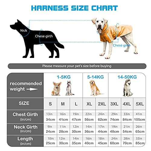 PETCUTE Imperméable pour Chien,Imperméable Chien avec Capuchon,100% étanche et Coupe-Vent Manteau Imperméable pour Chien avec des Bandes Réfléchissantes,Trou pour Harnais,pour Tous les Types de Chiens