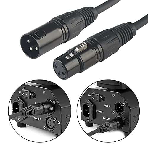 jindaaudio Lot de 4 Câbles DMX pour Microphones et éclairage de Scène, Câble DMX XLR mâle vers XLR femelle 1.2 m avec connecteur à 3 broches