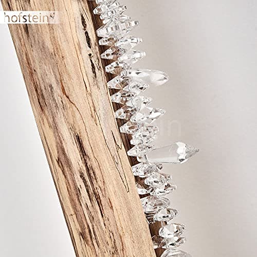 Lampadaire LED Bansberia en bois, métal et cristaux plastiques créant un effet scintillant, élégant luminaire à intensité variable idéal dans un salon moderne, 15 Watt, max. 980 Lumen, 3000 Kelvin