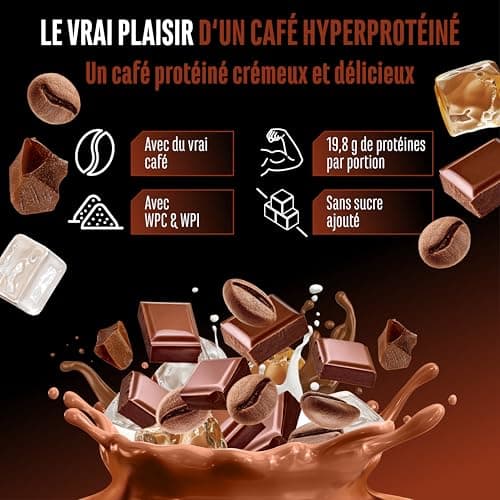 Wheypresso Protein Coffee - Poudre de protéine avec concentré de whey & isolat - Avec du vrai café & de la caféine - Boisson crémeuse à haute protéine - (908 g, Double Chocolate)