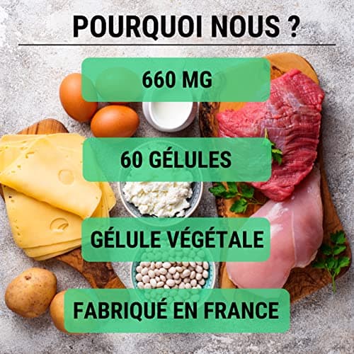 L-TYROSINE | Dopamine Antioxydant Peau | 660 MG par portion | 60 gélules | Complement alimentaire | Fabriqué en France