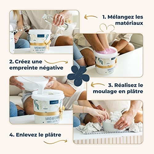 Amari® Kit d'empreintes de main 3D pour couples et la famille (Floral) – Kit d'empreintes de plâtre mains – Kit d'empreintes de plâtre main pour couple de mains - Kit d'empreintes de plâtre - Cadeau