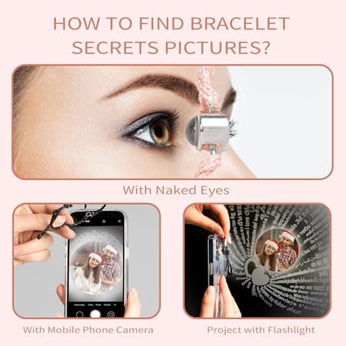 Easycosy Bracelet Photo Personnalisé Avec Image Projection, Bijoux Avec Photo dans la Pierre, Cadeau Personnalisable pour Couple Femmes Hommes Ami Cadeau de Saint-Valentin Anniversaire Tous les jours
