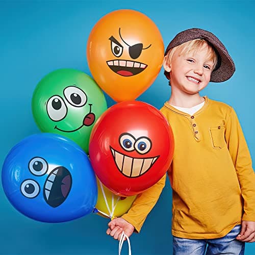 Émoticônes Ballons, RosyFate 100 Ballons Smiley, Ballons en Latex, Ballons Emoticones Amusant, Assortiment D'émoticônes Ballons, Accessoires de Fête Evènement Soirée Décoratif (B)