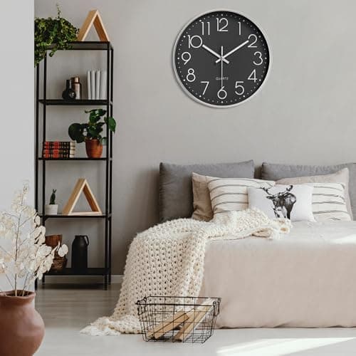 Gentpovth 8 Pouces Ronde en Horloge Murale numérique, Conception Simple et élégante, Horloge Murale silencieuse sans Tic-tac, avec Panneau en Verre Transparent, pour Salon,Chambre,Bureau,Cuisine...