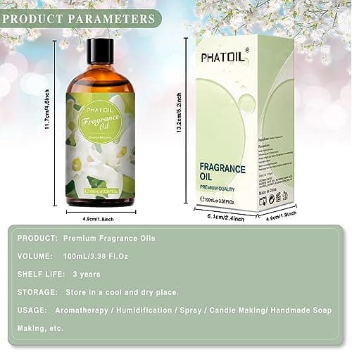 PHATOIL Fleur d’Oranger Huile Essentielle 100ml, Huile de Fleur d’Oranger pour Diffuseur, Huile Parfumée pour Aromathérapie Humidificateur, Bougies