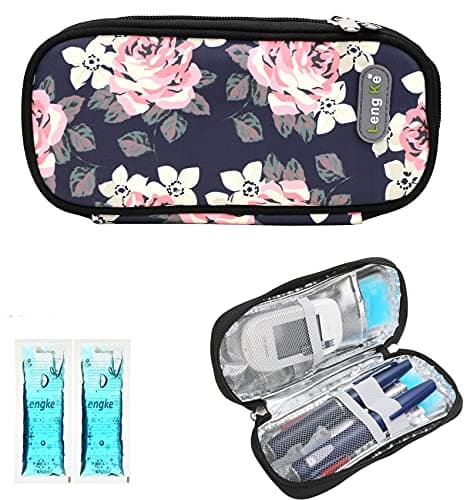 YOUSHARES Trousse à Insuline - Sac Isotherme à Insuline pour Stylo d'insuline, Seringues, Aiguilles et d'autres Medicaux pour Diabétique Sac de Rangement (Sac Fleur)