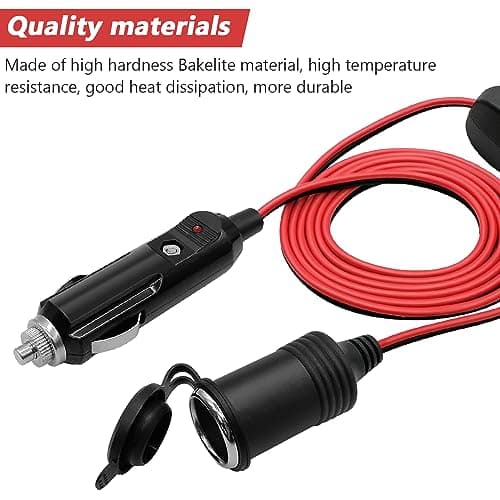 Hoembpn 2M Rallonge Prise Allume-Cigare de Voiture étanche avec ON/OFF Interrupteur et Fusible 15A,12V/24V Adaptateur Allume-Cigare Câble D'extension 17AWG pour Moto,Bateau,Voiture,Camion
