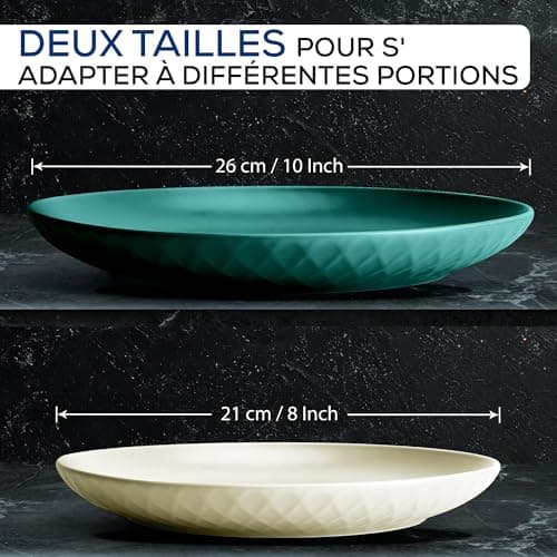 MIAMIO - Set de 6 assiettes/Set d'assiettes modernes en céramique/grès - Collection Palmanova (Vert, 21 cm)