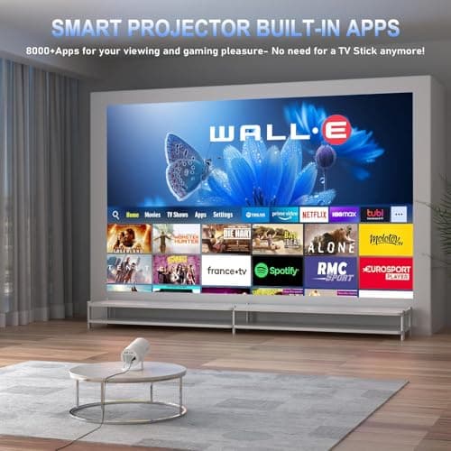Mini Projecteur Portable 4K 1080P Full HD Compatible avec Android 11 et Netflix – WiFi 6, BT 5.0, Rotation à 180°, Petit Projecteur de Cinéma Maison avec Correction Automatique du Trapèze