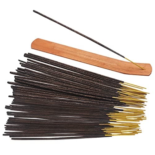 Encens, 160 bâtons au Total, Lavande, Patchouli, Bois de Santal, osmanthus, Parfum de Citron, Vanille, Lavande de Nuit, éventails de Bois de Santal + Porte-bâton d'encens