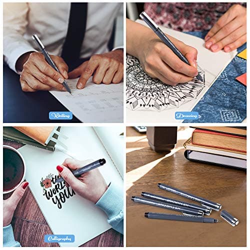 Stylos de calligraphie Hethrone, stylos de lettrage à la main et ensemble de calligraphie noire pour les débutants, écriture, signature, conception d'illustration et dessin (taille 8)