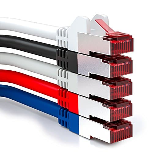 deleyCON 5x 1m Câble Patch CAT6 PIMF S/FTP un Blindage CAT-6 RJ45 Câble Réseau Câble Ethernet LAN DSL Routeur Modem Point D'Accès Patch Panels - Multicolore