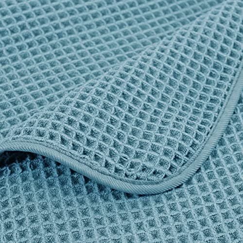 POLYTE Lot de 2 draps de Bain en Microfibre Non Pelucheux à séchage Rapide - 89 x 178 cm - Vert - Tissage gaufré