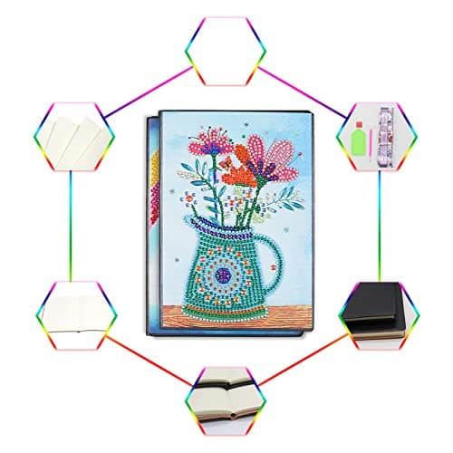 2 x DCIDBEI A5 Carnet Diamond Painting Journal Intime Fille Carnet Peinture Diamant Carnets Notes Broderie Diamants Diamant Painting Carnet de Note Fleurs Carnet de Voyage Cahier de Croquis A5 Unicorn