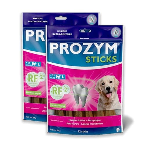 PROZYM Pack 2x15 Lamelles pour Chiens - Soin Dentaire à mâcher - N°1 chez Les vétérinaires - Haleine fraîche - Anti-tartre - Anti-Plaque - Gencives saines - 30 Lamelles (L)