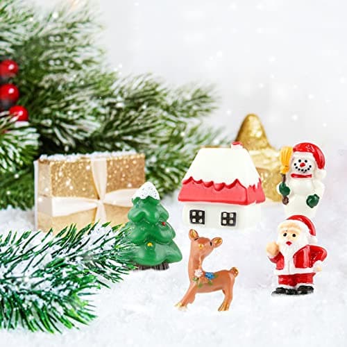 Naler Figurine Décorative Noël, 24pcs Miniature en Résine Personnage de Noël, Ornements Noël pour Décoration Maison Jardin Bricolage DIY Bonsai Table Empotement, Cadeau Enfant Noël Anniversaire Fête
