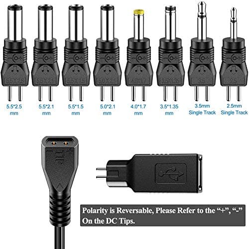 SoulBay 30W Adaptateur Universel Polarité Inversée Bloc d'alimentation Transformateur avec 9 Embouts sélectionnables, pour 3V, 4.5V, 5V, 6V, 7.5V, 9V, 12V Electronique Domestique - 2A Max