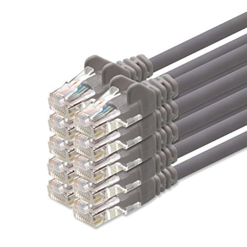 1aTTack Câble patch réseau UTP CAT5 avec 2x jeu de fiches RJ45 gris 10 pièces - 1m