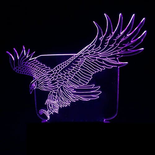 YTDZLTD 3D Aigle Nuit Lampe 16 Couleurs Changeantes Puissance USB Télécommande Contact Switch Lampe Décorative Illusion Optique LED Lampe de Table Anniversaire Noël Cadeau Enfants Jouets