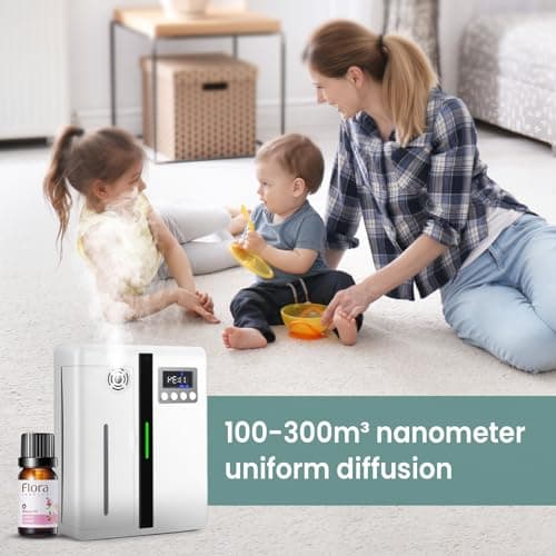 Diffuseur Huiles Essentielles, Diffuseur Arômes Humidificateurs Diffuseur, Ultrasonique Diffuseur Huiles Essentielles Electrique avec chronométrage Automatique, Réservoir 160ml (Blanc)