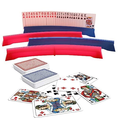 Aatpuss 2 Pièces Pliable Support Carte à Jouer,Porte-Cartes à Jouer en Plastique,Porte Cartes à Jouer au Design Incurvé,Porte-Cartes Mains Libres pour Enfants,pour Kinder et Senioren